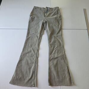 We The Free Jeans Womens 31 Beige High Rise Flare Side Slit Stretch Denim